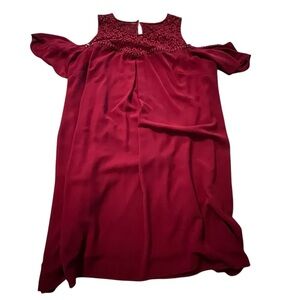 Women’s red Lacey cold shoulder dress